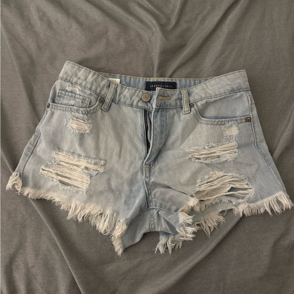 Aeropostale ripped light wash jean shorts